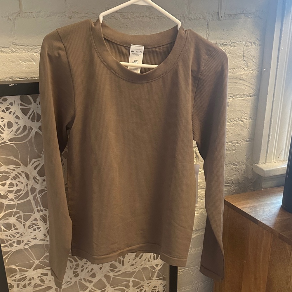 Athleta Taupe Long Sleeve Tee